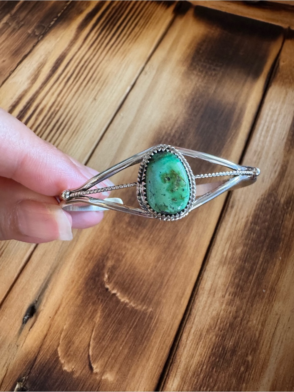 Native American Sterling Silver Sonoran Turquoise Bracelet